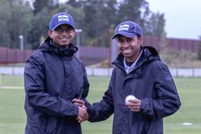 Sriharsha (left) with CF LSC umpire coordinator Aadhavan at the Nordic Baltic Trophy Sept. 2017.